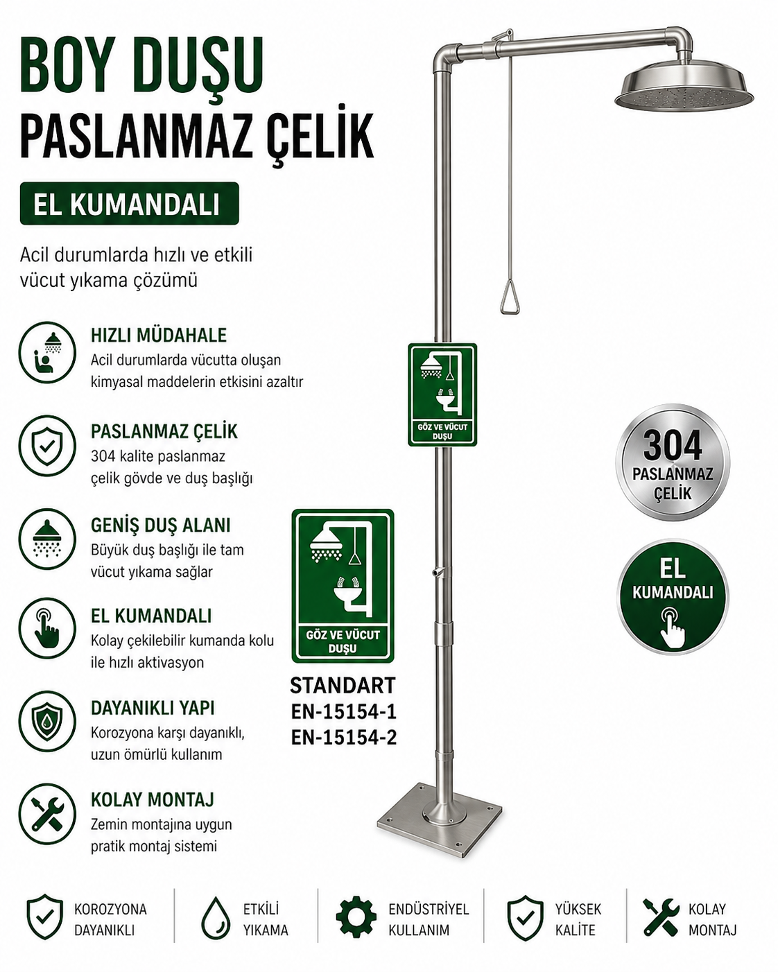 Boy Duşu Vücut Duşu Paslanmaz Çelik El Kumandalı Ayaklı Duş