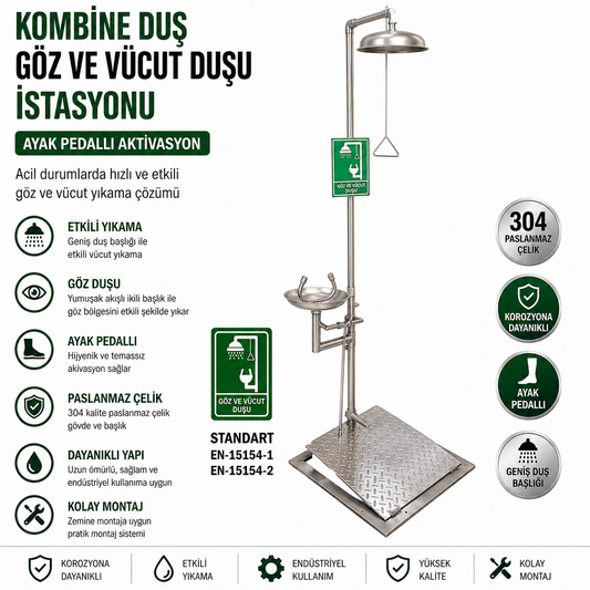 Platform Kumandalı Vücut Duşu Paslanmaz Çelik Endüstriyel Duş