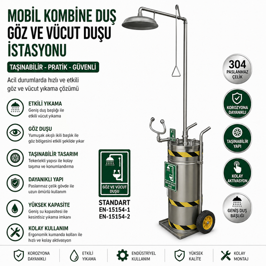 Taşınabilir Göz Duşu 75 LT Göz ve Yüz Yıkama İstasyonu