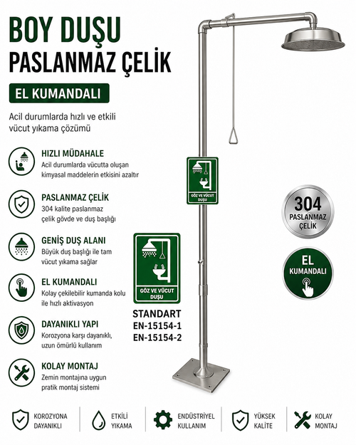 Boy Duşu Vücut Duşu Paslanmaz Çelik  El Kumandalı Ayaklı Duş